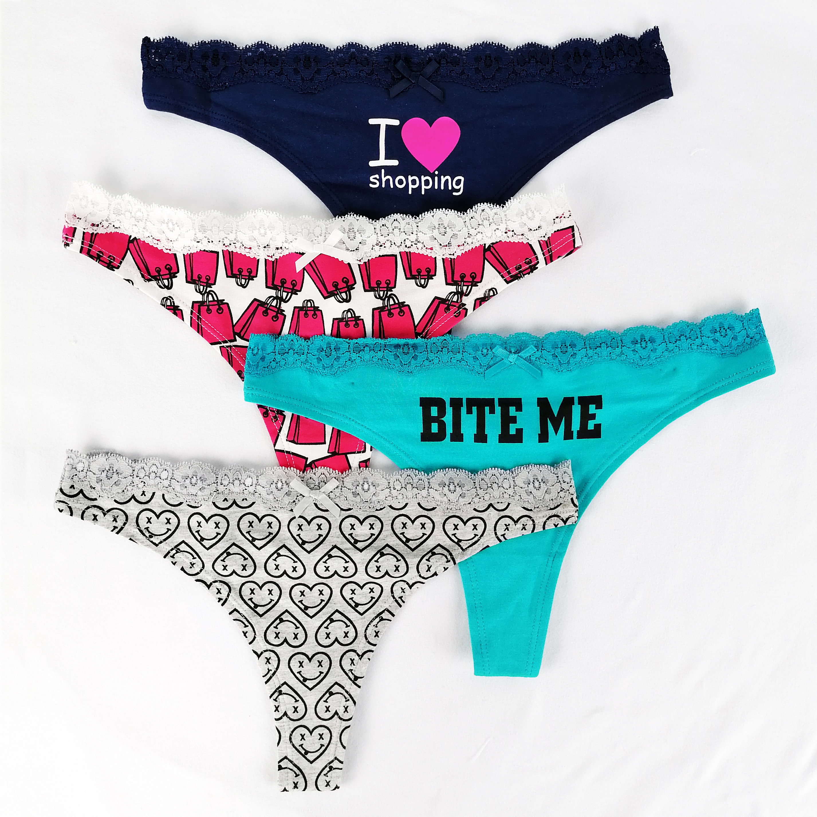 sexy lace elastic waistband customize print cotton ladies lingerie