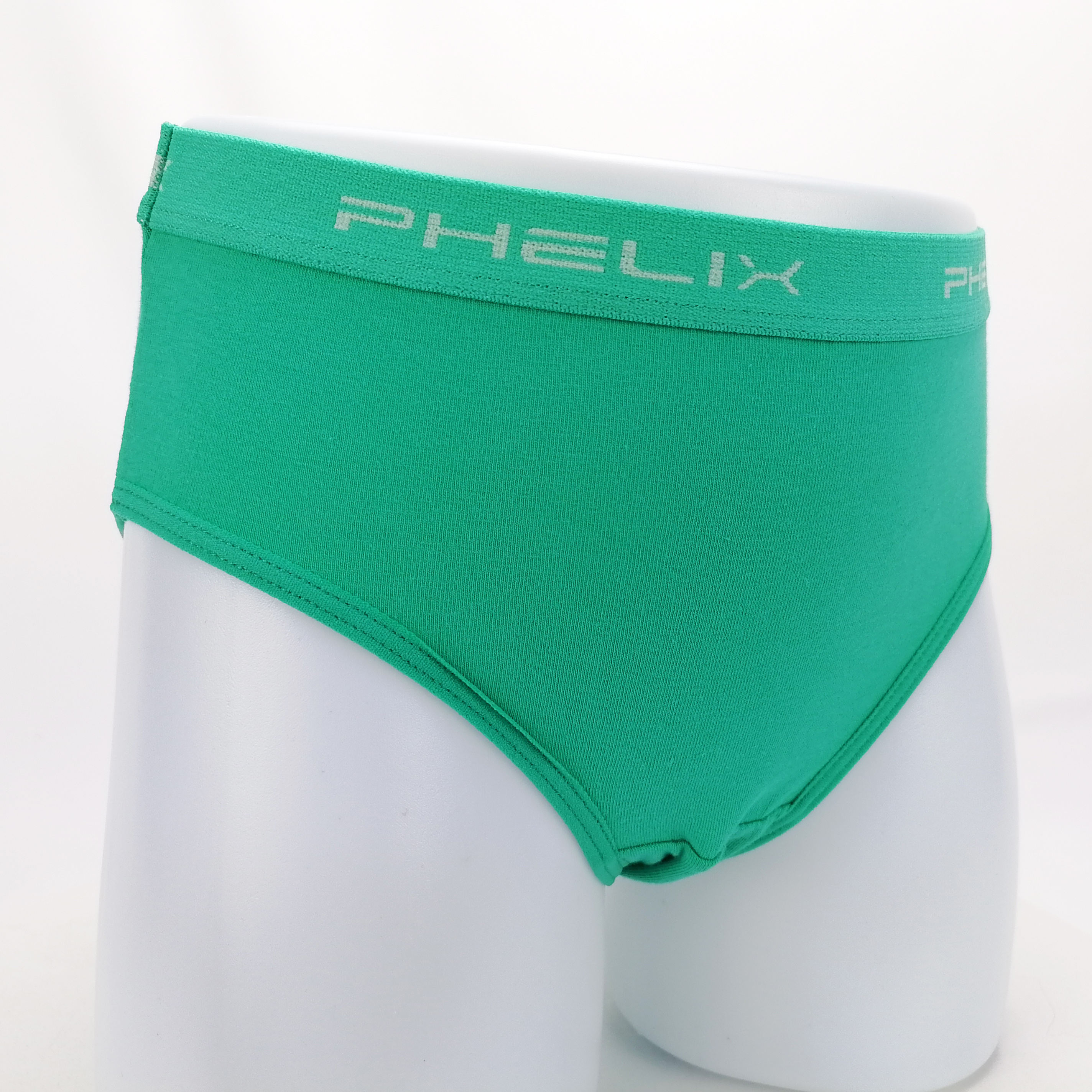 plain color jacquard logo waistband elastic cotton elastane fabric girls briefs kids underwear
