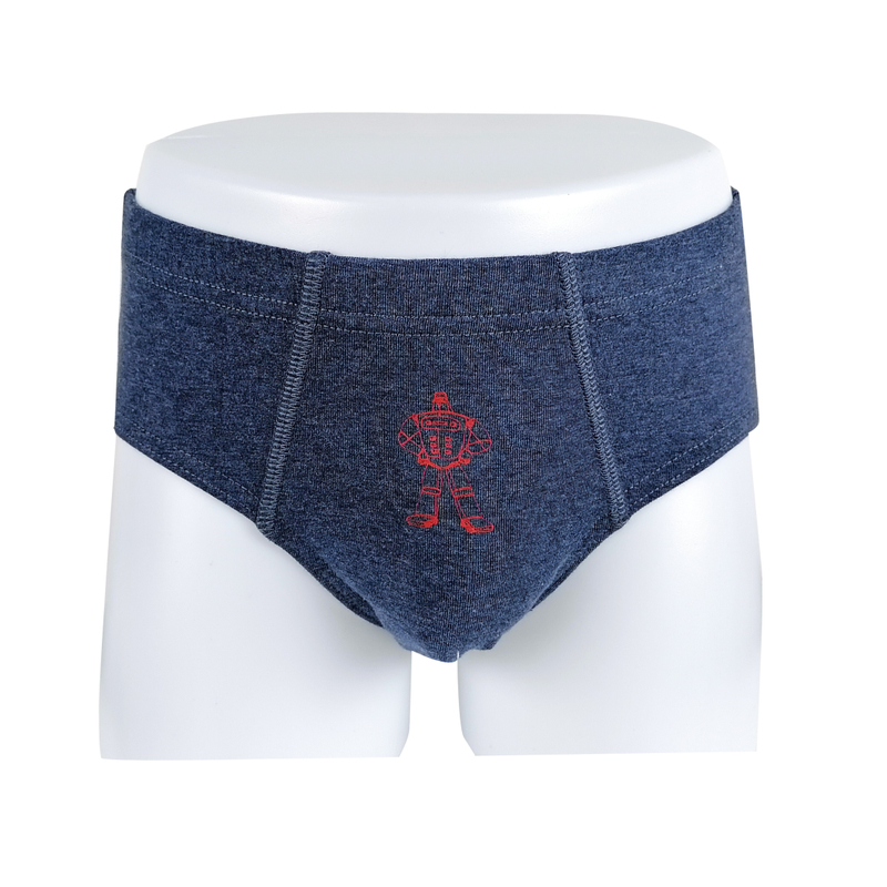blue melange cartoon robert print OEM ODM cotton fabric boys briefs underwear