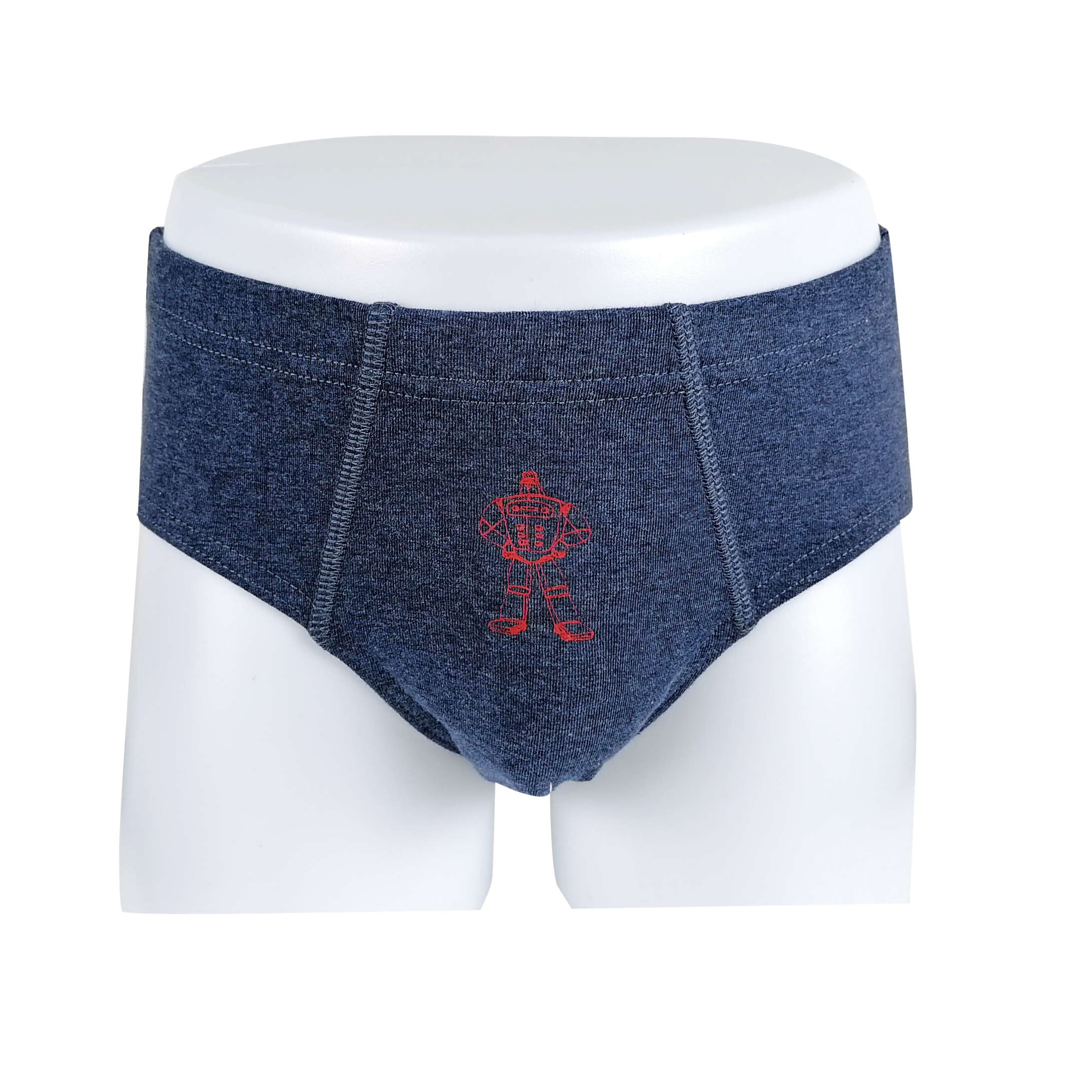 blue melange cartoon robert print OEM ODM cotton fabric boys briefs underwear