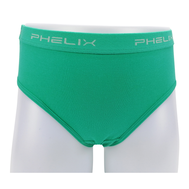 plain color jacquard logo waistband elastic cotton elastane fabric girls briefs kids underwear