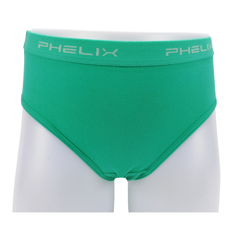 plain color jacquard logo waistband elastic cotton elastane fabric girls briefs kids underwear