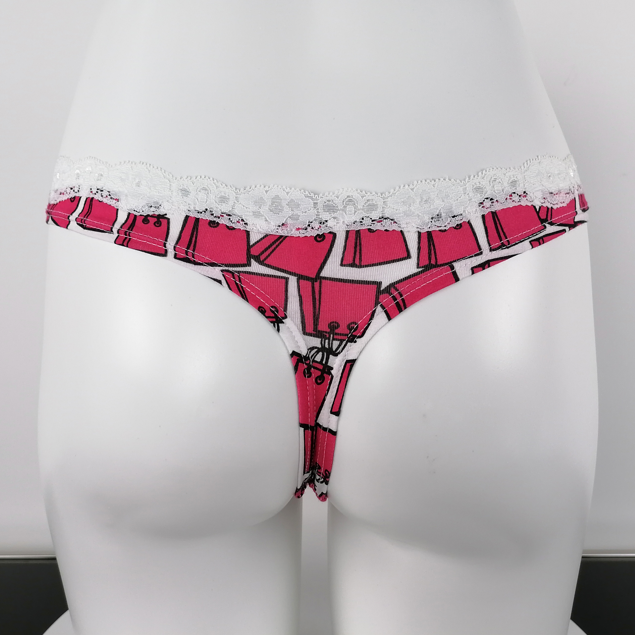 OEM customized print sexy lace elastic fashion girls' lingerie thongs