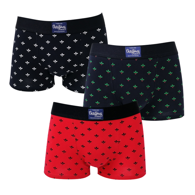 CK 2005 customize Christmas style all over print men boxers briefs cotton fabric
