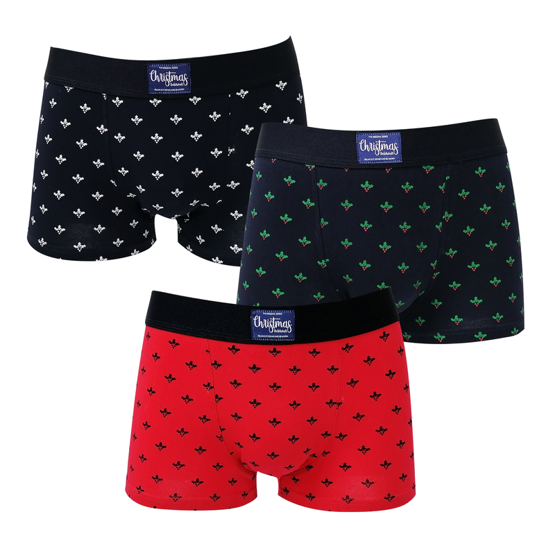 CK 2005 customize Christmas style all over print men boxers briefs cotton fabric