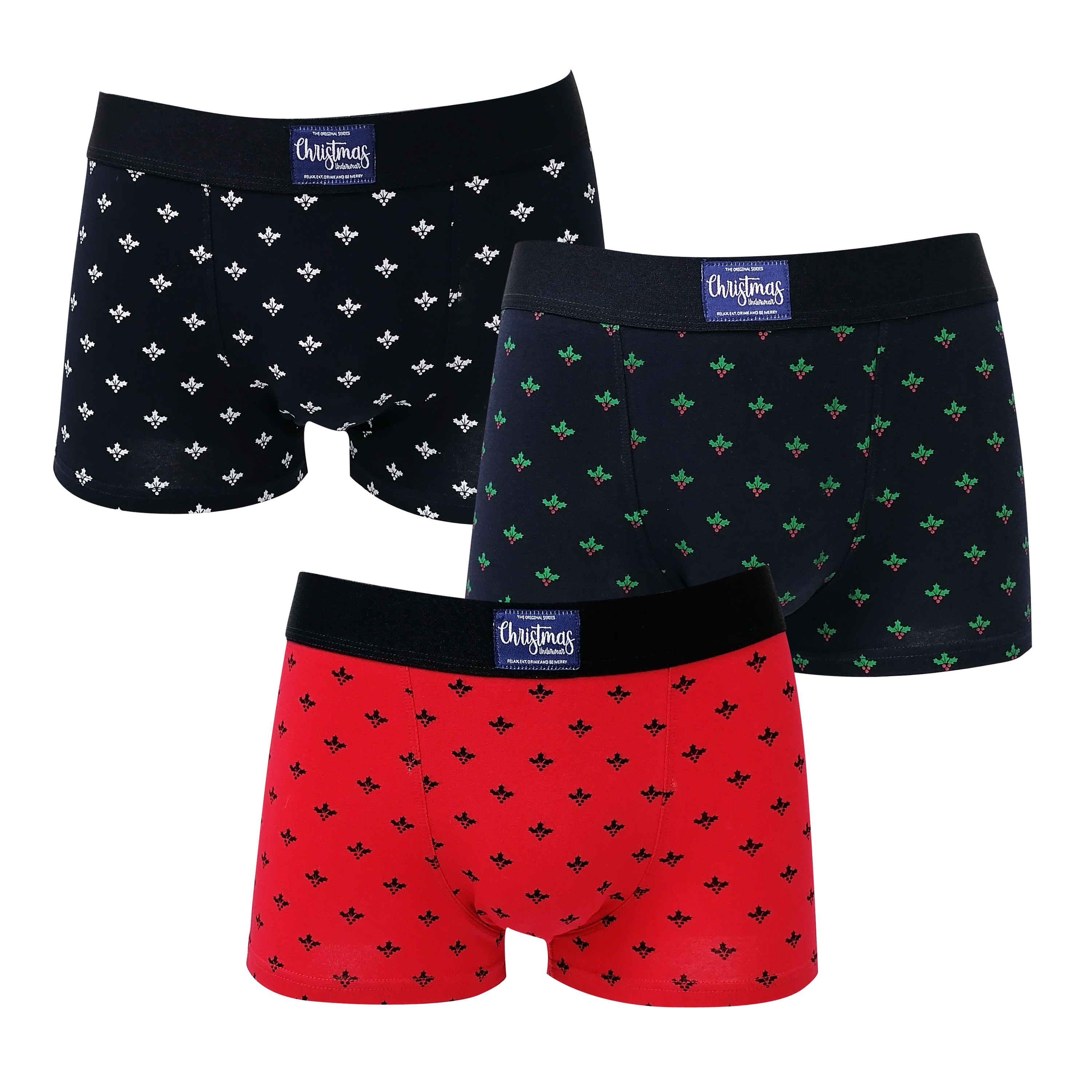 CK 2005 customize Christmas style all over print men boxers briefs cotton fabric
