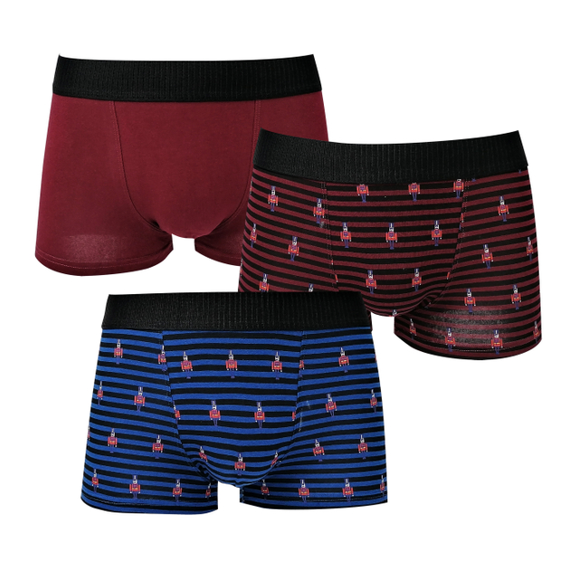 3 pack customize all over print soft cotton spandex men boxers shorts
