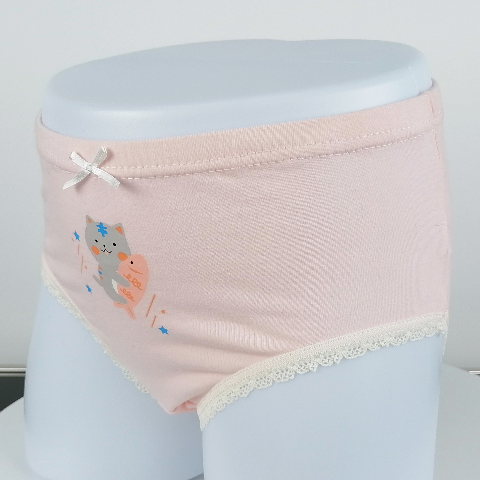 G2002 cute cartoon print lace elastic 100%pure cotton little girls underwear briefs