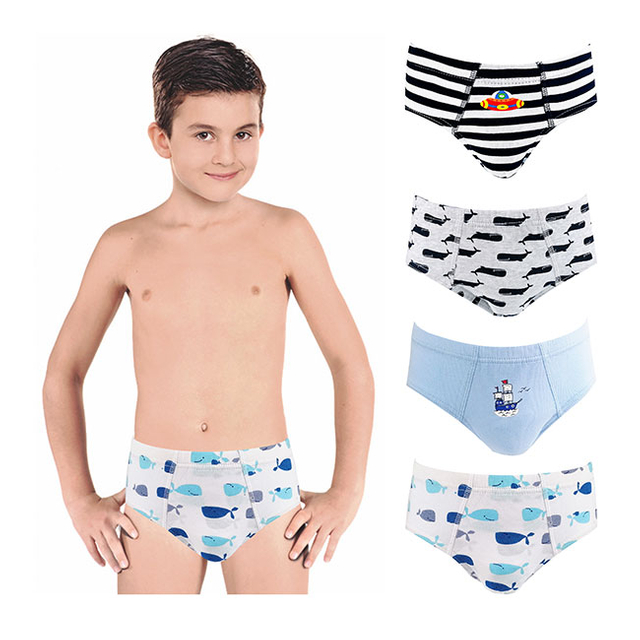 Customize Logo Multi Color Pure Cotton Plain Boys Briefs Underwear