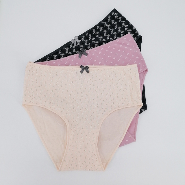 High Waist Women Panties Flower Pattern Print Cotton Lingerie