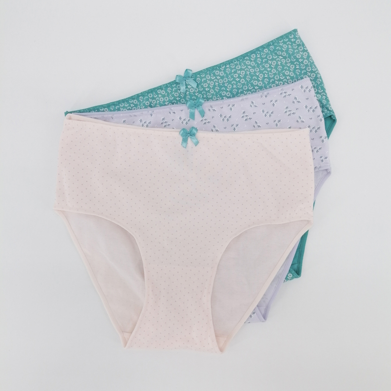 Flower Pattern Low Price Full Print Cotton Women's Underwear CheekY OEM