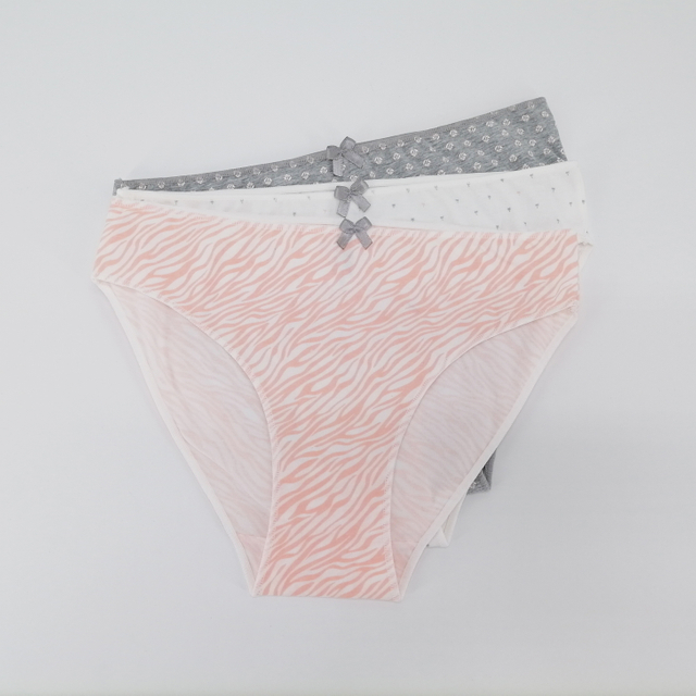 Personal Customize Brand Flower Print Low Waist Soft Cotton T-back Panties for Women