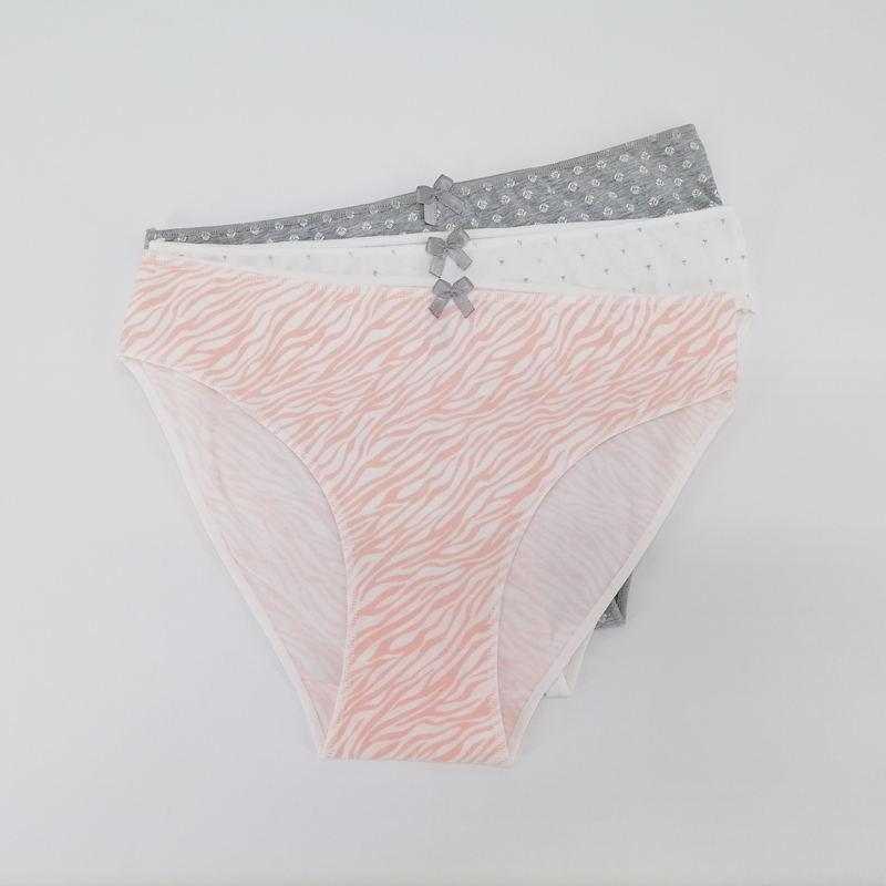 Personal Customize Brand Flower Print Low Waist Soft Cotton T-back Panties for Women