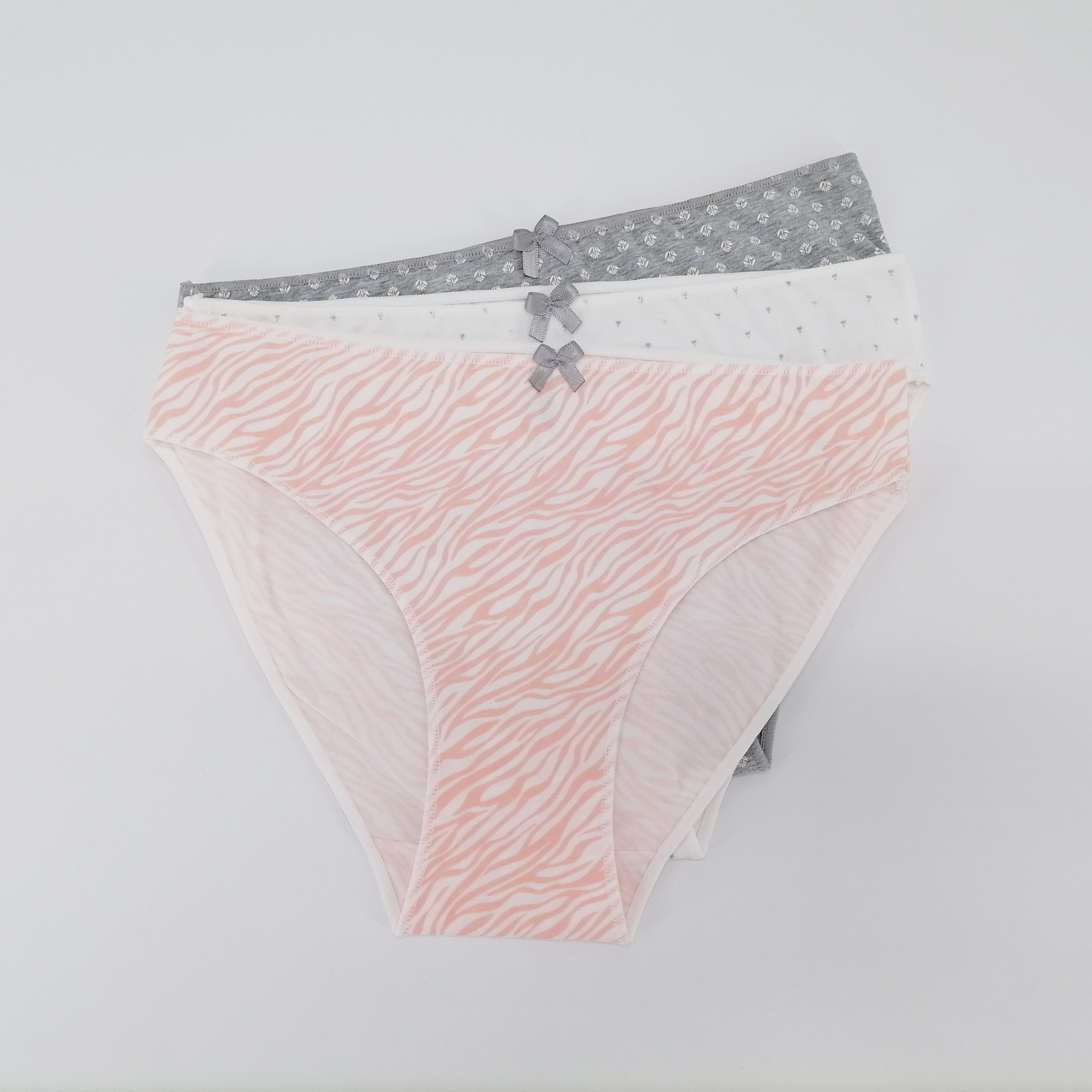 Personal Customize Brand Flower Print Low Waist Soft Cotton T-back Panties for Women