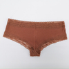 Rib Cotton Spandex Lace Design Women Underwear Boyshorts Hipster