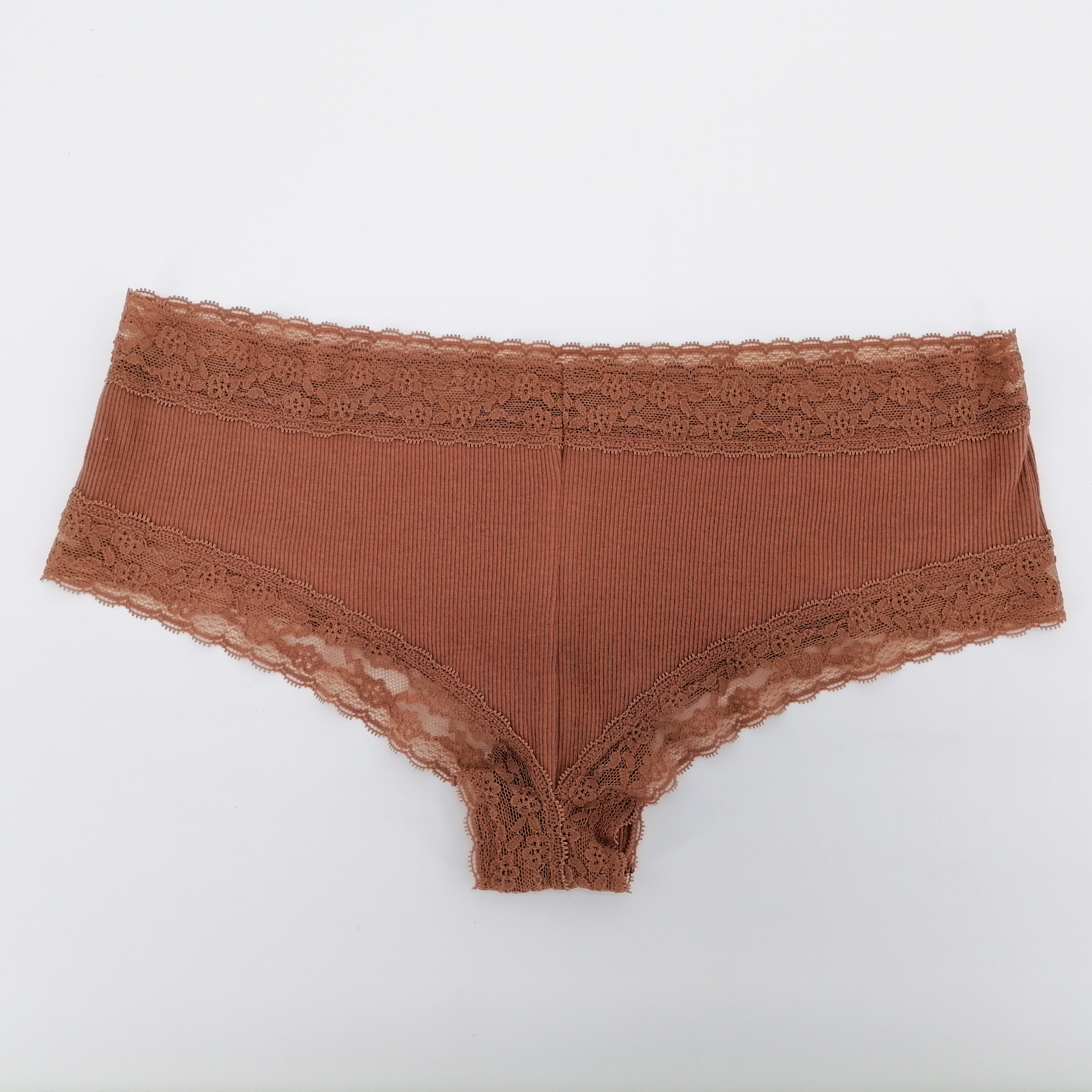 Rib Cotton Spandex Lace Design Women Underwear Boyshorts Hipster