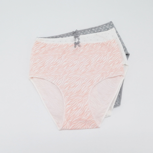 3 Packs Flower Pattern High Waist Cotton Women Lingerie Underwear