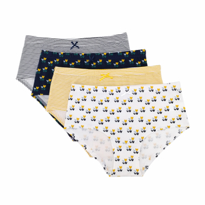 4 Packs High Quality Flower Print Comfort Cotton Fashion Girls Hipster Lingerie