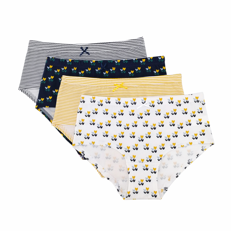 4 Packs High Quality Flower Print Comfort Cotton Fashion Girls Hipster Lingerie