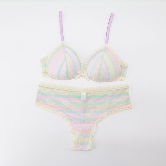 Sexy Lace Bra Sets with Cup Transparent Breathable Cotton Customize Logo Lady Lingerie