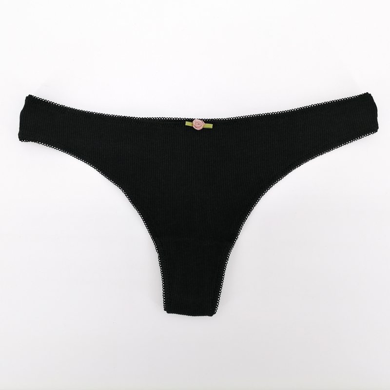 ladies thongs cotton elastane rib fabric sexy design