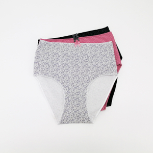Personal Customize Flower Print Soft Cotton Ladies High Waist Underpants Lingerie