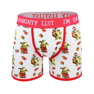 Christmas style customize print polyester men's boxers briefs underwear performance boxer