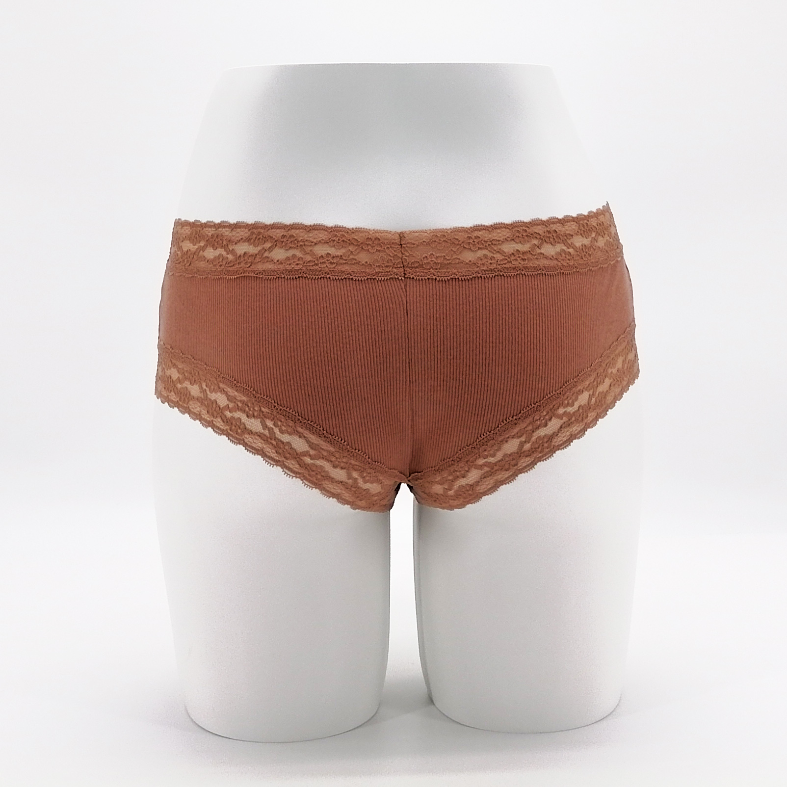 Rib Cotton Spandex Lace Design Women Underwear Boyshorts Hipster